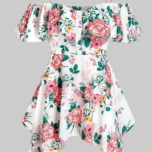 3XL Cold Shoulder Floral Top